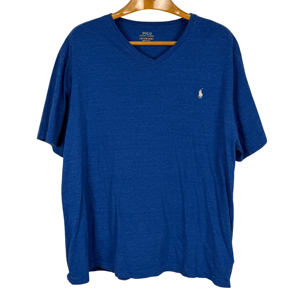Polo Ralph Lauren Men's 1XB Blue V Neck T Shirt Pony Logo Big & Tall